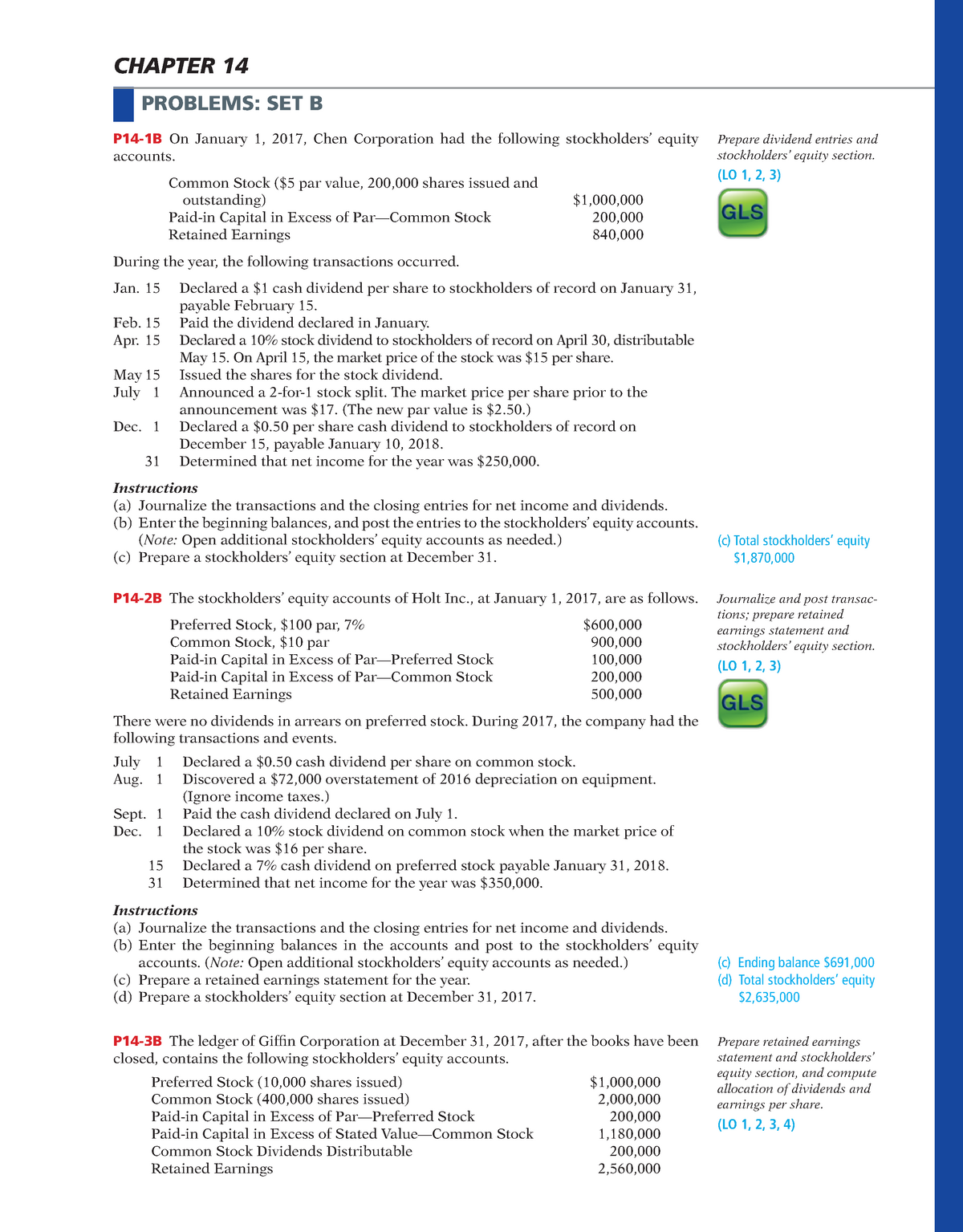 Ch14 - Accounting - CHAPTER 14 PROBLEMS: SET B P14-1B On January 1 ...