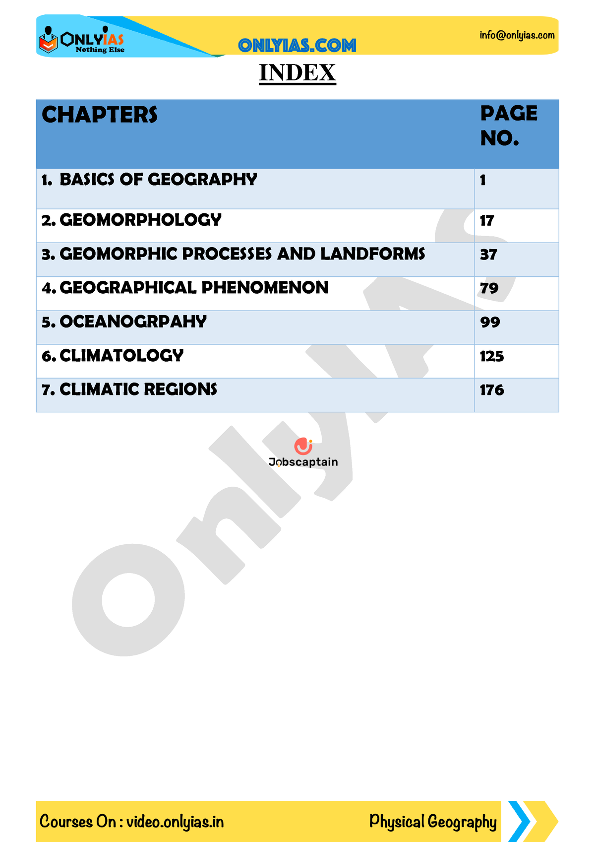 Physical Geography Notes By Only IAS PDF - INDEX CHAPTERS PAGE NO. 1 ...