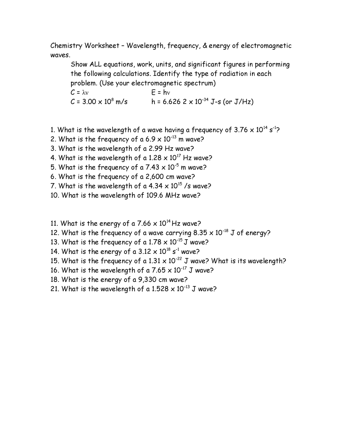 Copy of Unit 21 - Overview Activity Ball State 21/21 Pertaining To The Electromagnetic Spectrum Worksheet Answers