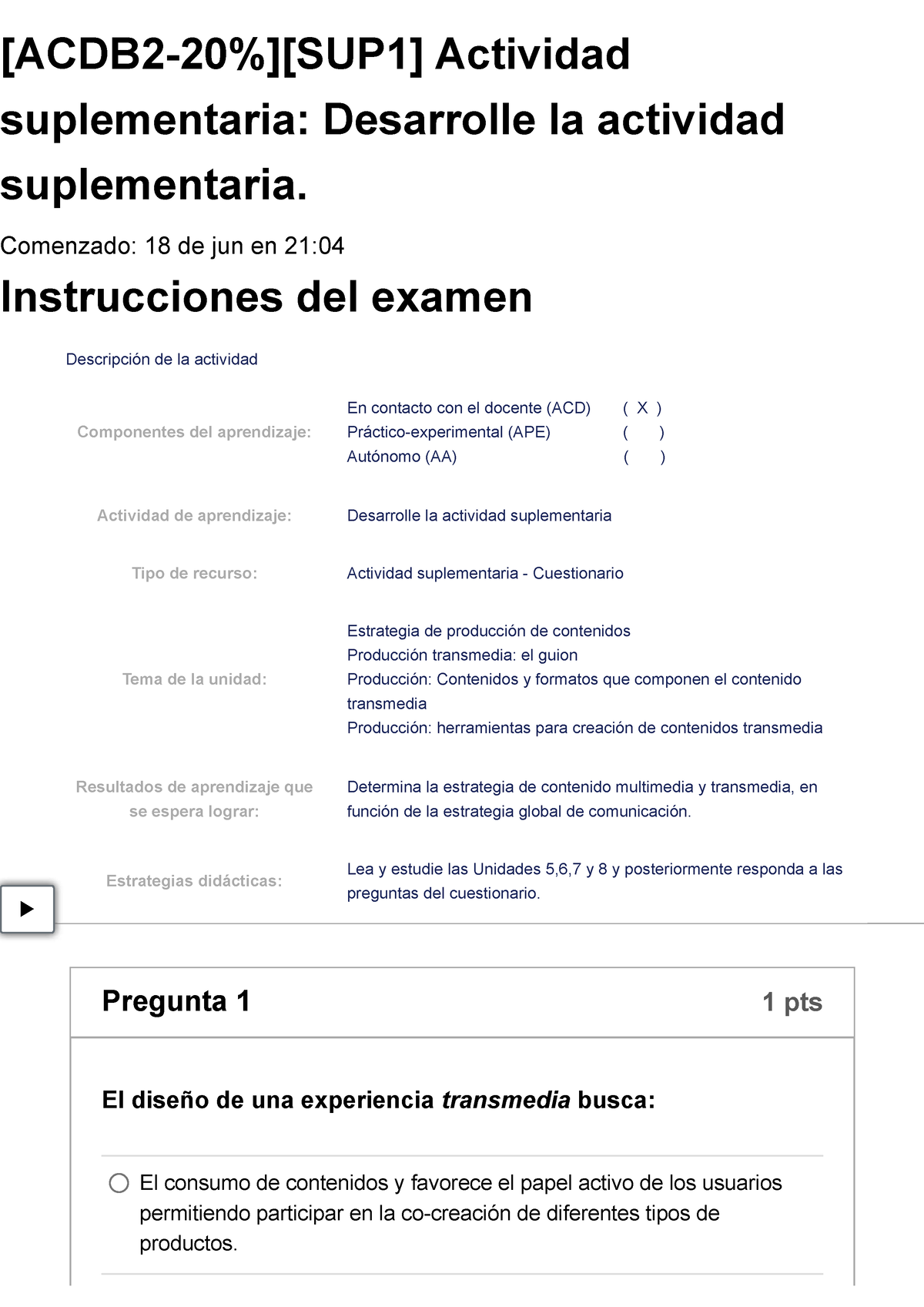 Examen Acdb Sup Actividad Suplementaria Desarrolle La Actividad Suplementaria Studocu