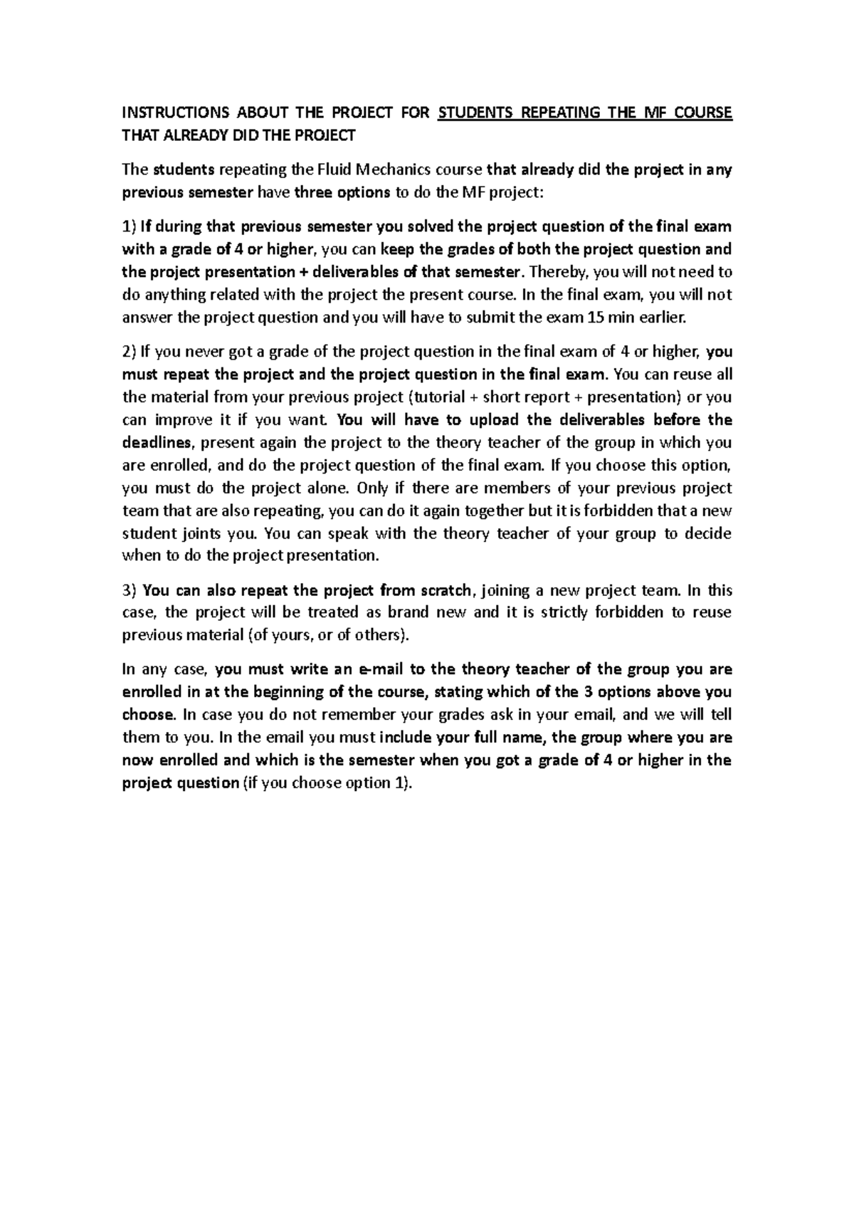 Instructions students repeating MFcourse - INSTRUCTIONS ABOUT THE ...