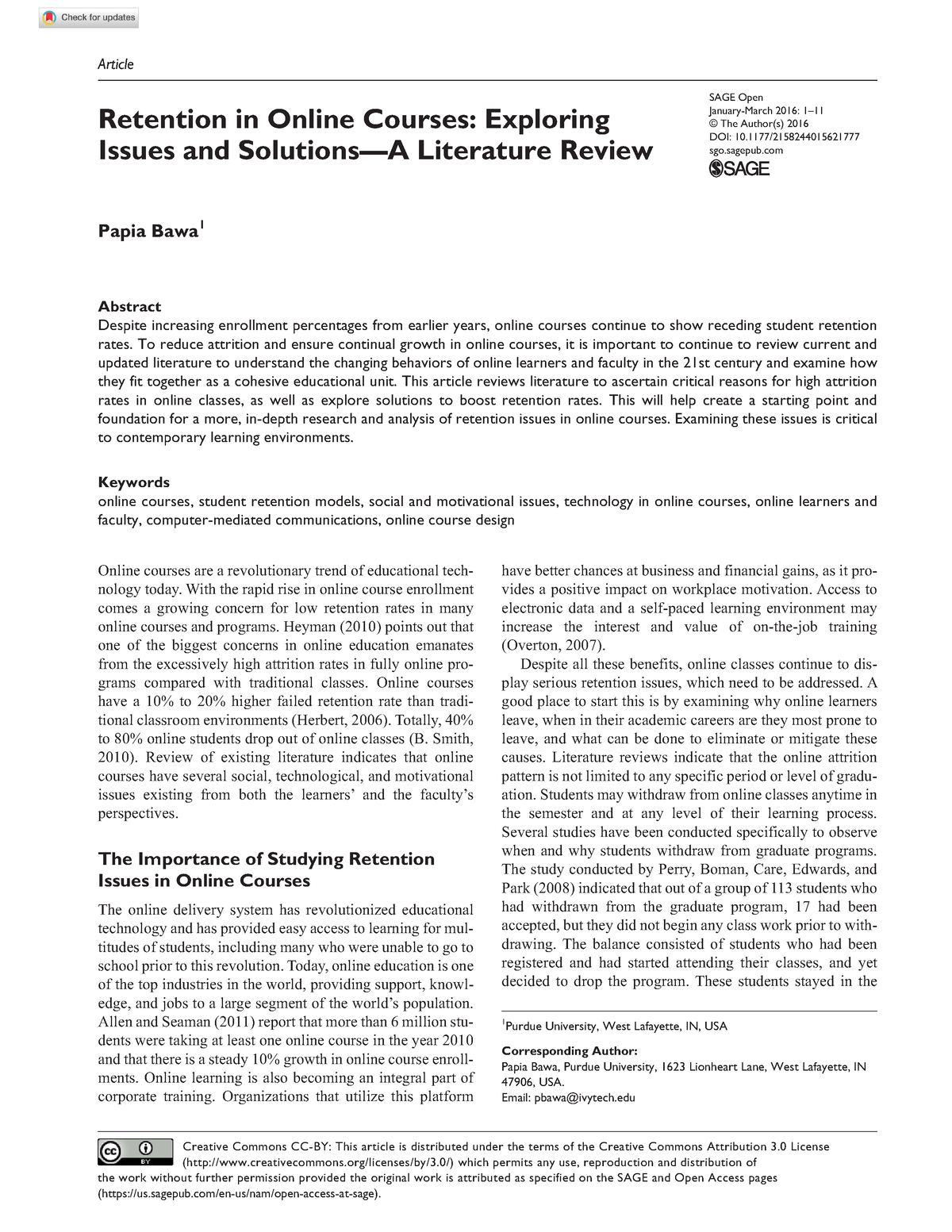 literature review of online education