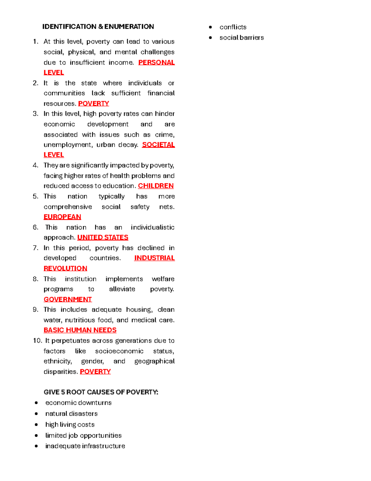 Econdev report 2 questions - IDENTIFICATION & ENUMERATION At this level ...