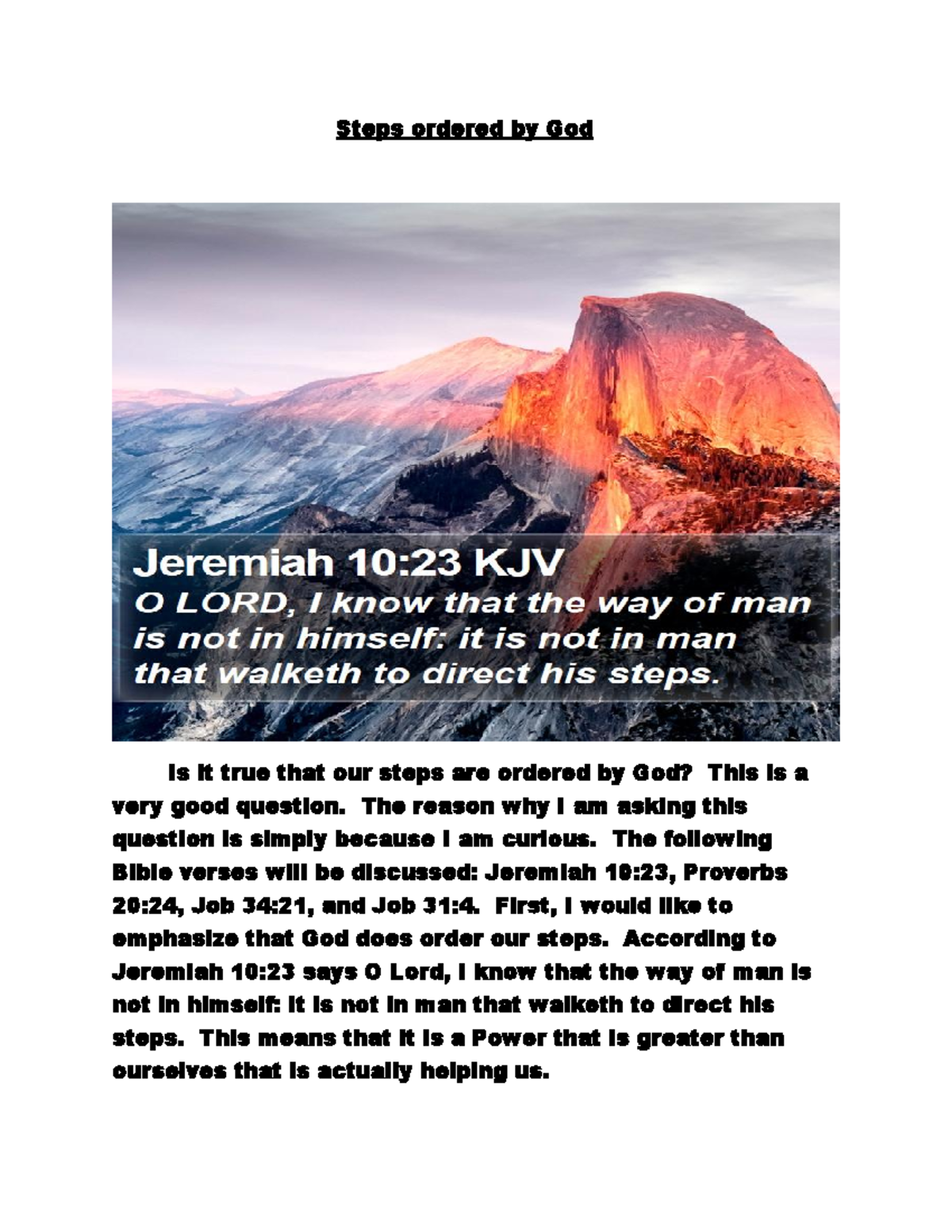 Steps Ordered By God