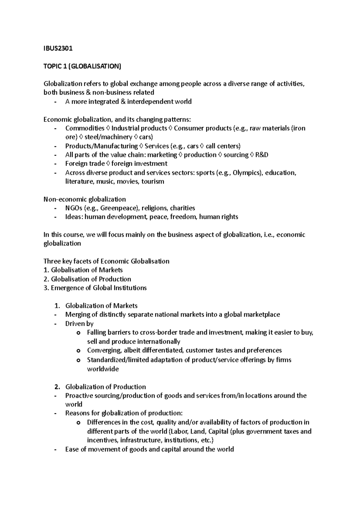 IBUS2301 Mid Sem Notes - Mid Sem Online Exams (Topics 1-5) *Ctrl F to ...