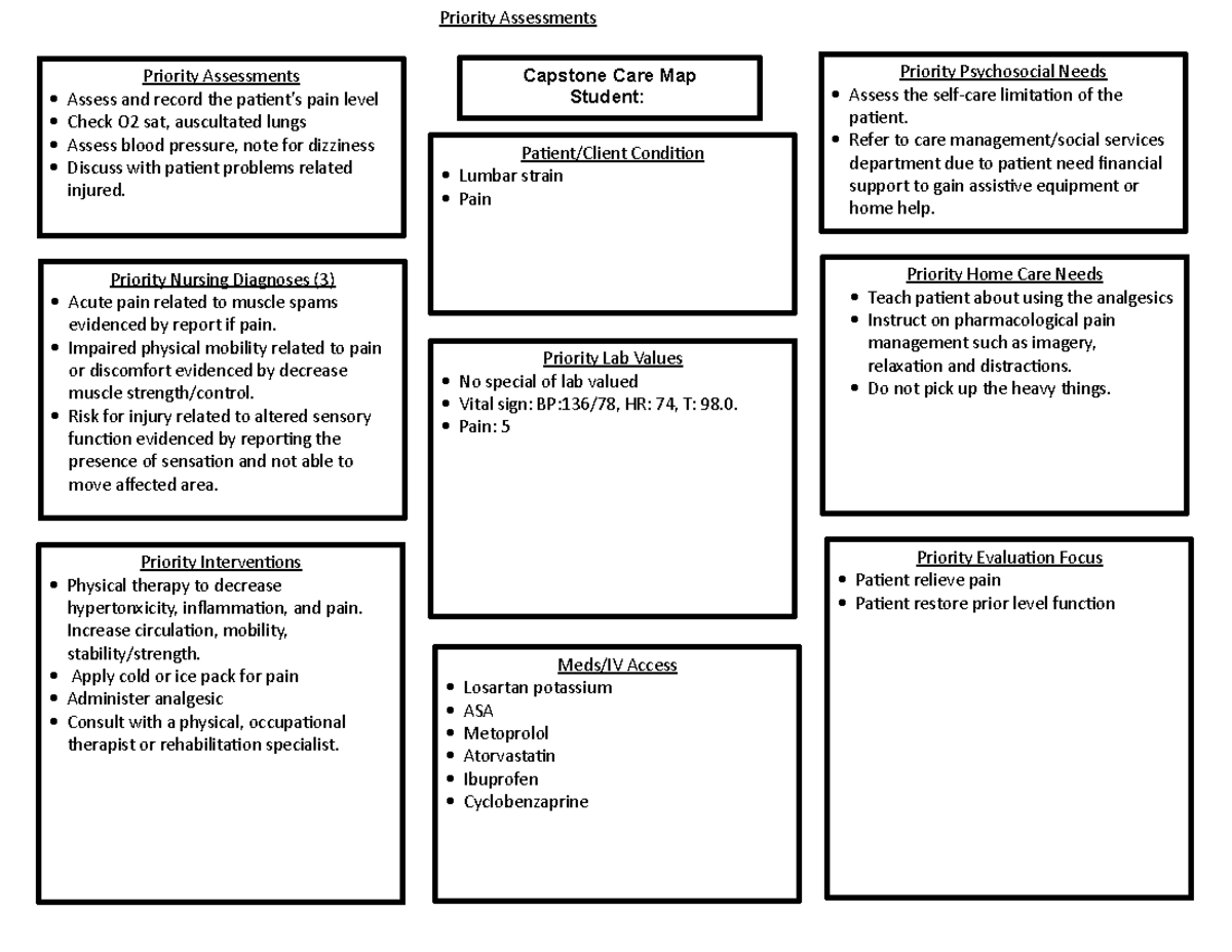 Week 1-care map - Care plane - Priority Assessments Assess and record ...