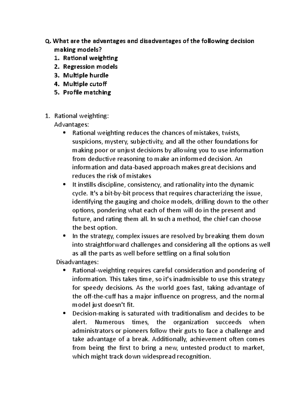 decision making model assignment