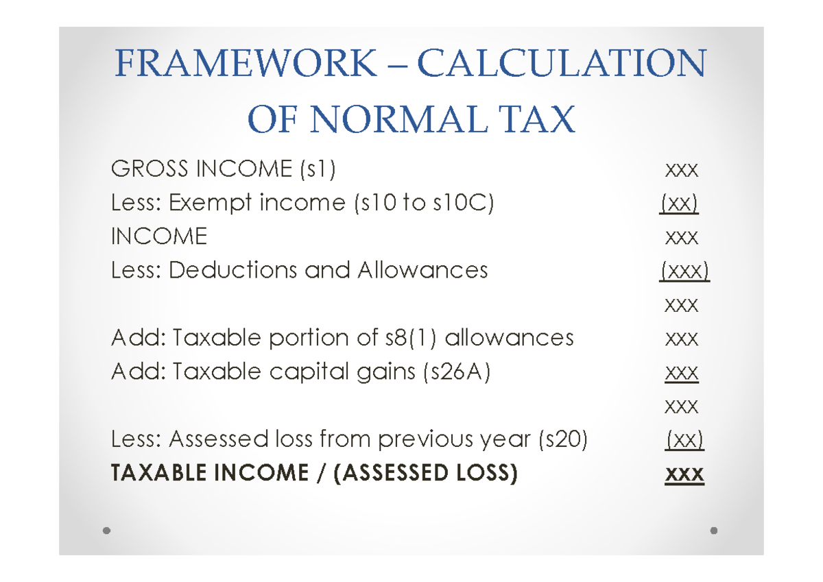 Week 1 - Gross Income - Amount And Receipts - FRAMEWORK – CALCULATION ...