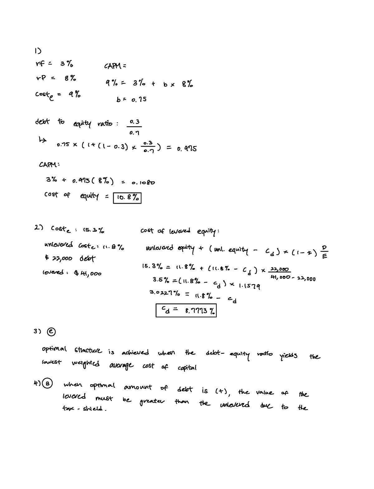 Assignment 4 Homework Rt 3 P 8 Cosy Q Apm 9 3 T B X 8 B O 75 Debt To Equity Ratio 3 0 0 X 1