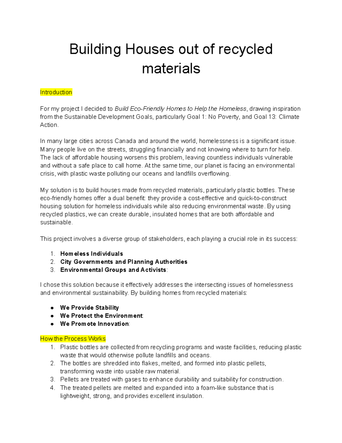 Physics Project - Research - Building Houses out of recycled materials ...