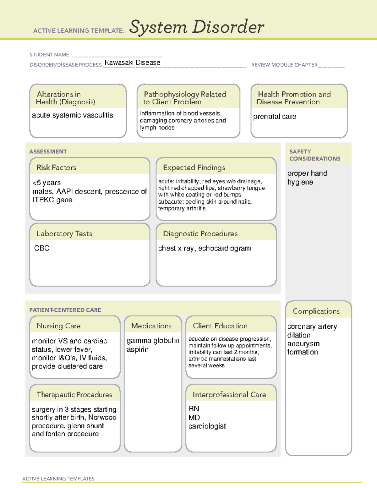 Kawasaki ati template - ACTIVE LEARNING TEMPLATES System Disorder ...