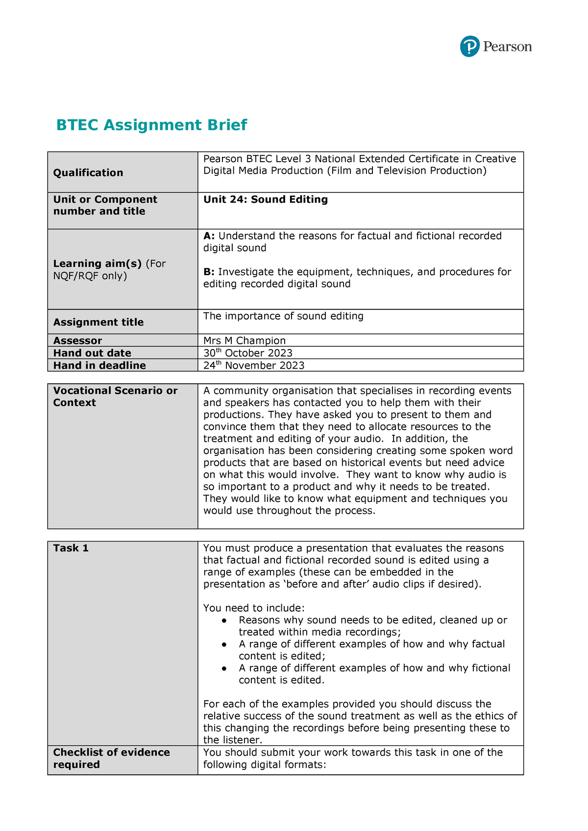 Unit-24-sound-editing-authorised-assignment-brief - BTEC Assignment ...