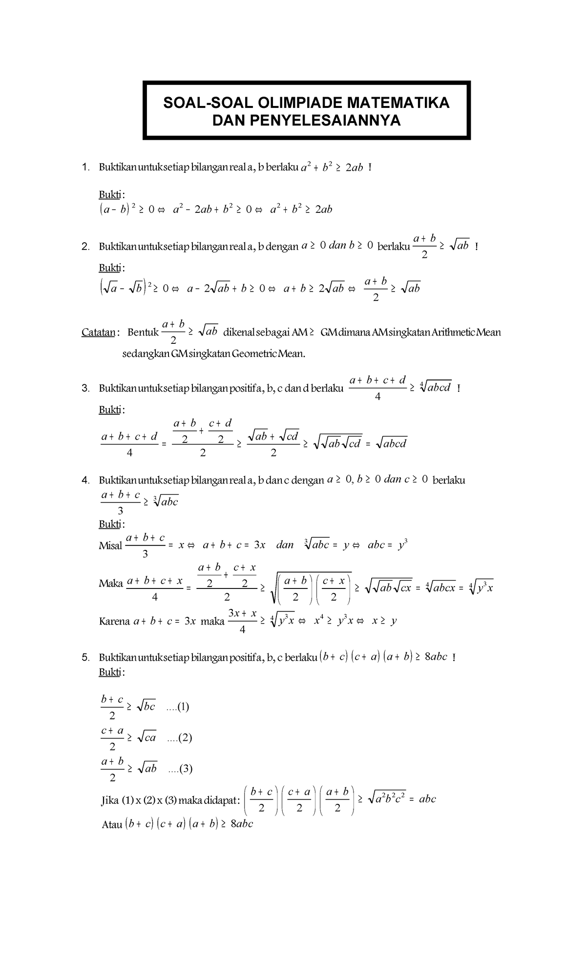 Bank-soal-olimpiade-matematika 2013 - ####### SOAL-SOAL OLIMPIADE ...