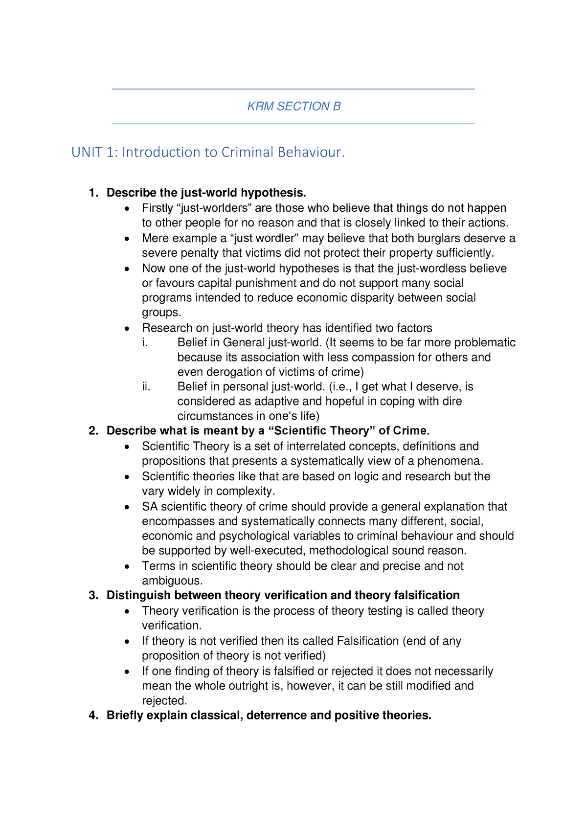 Unit 1 (Section B) - KRM SECTION B UNIT 1: Introduction To Criminal ...