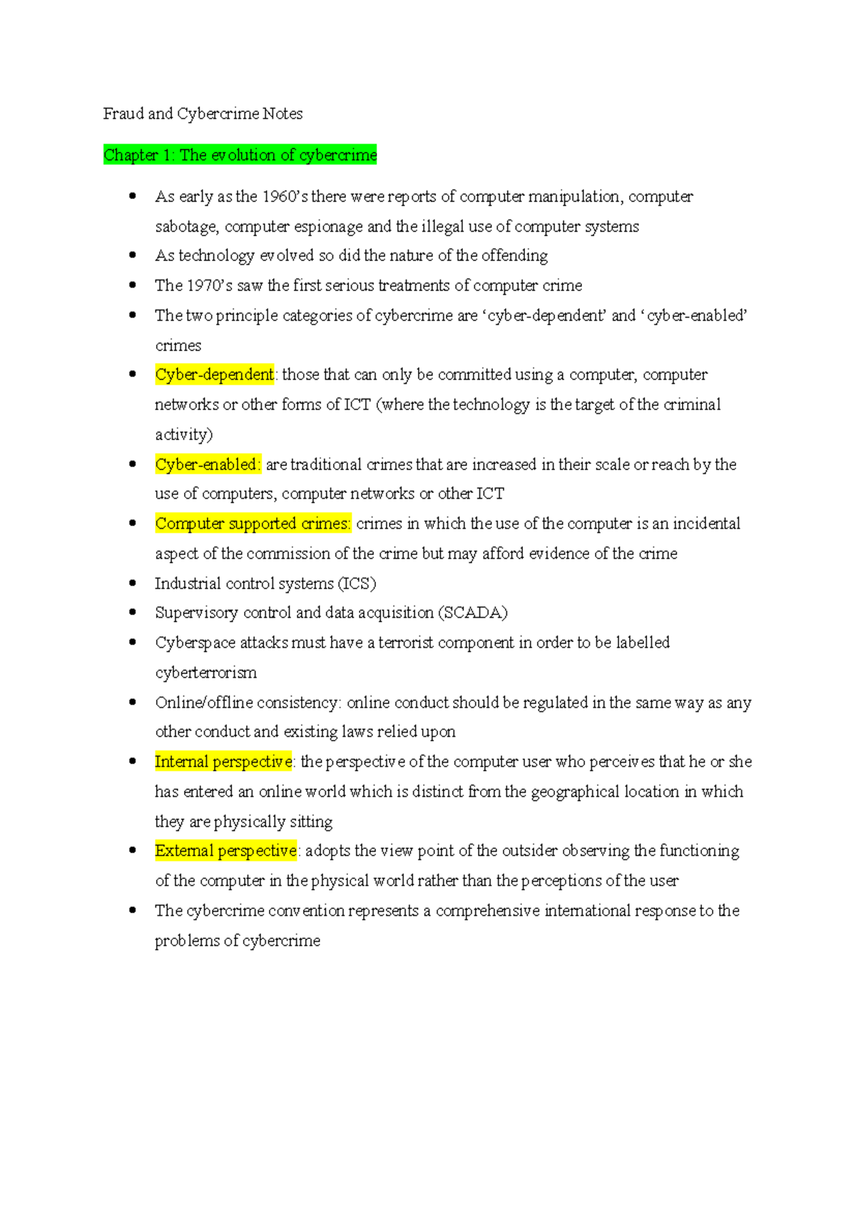 Fraud and Cybercrime Notes - Fraud and Cybercrime Notes Chapter 1: The ...
