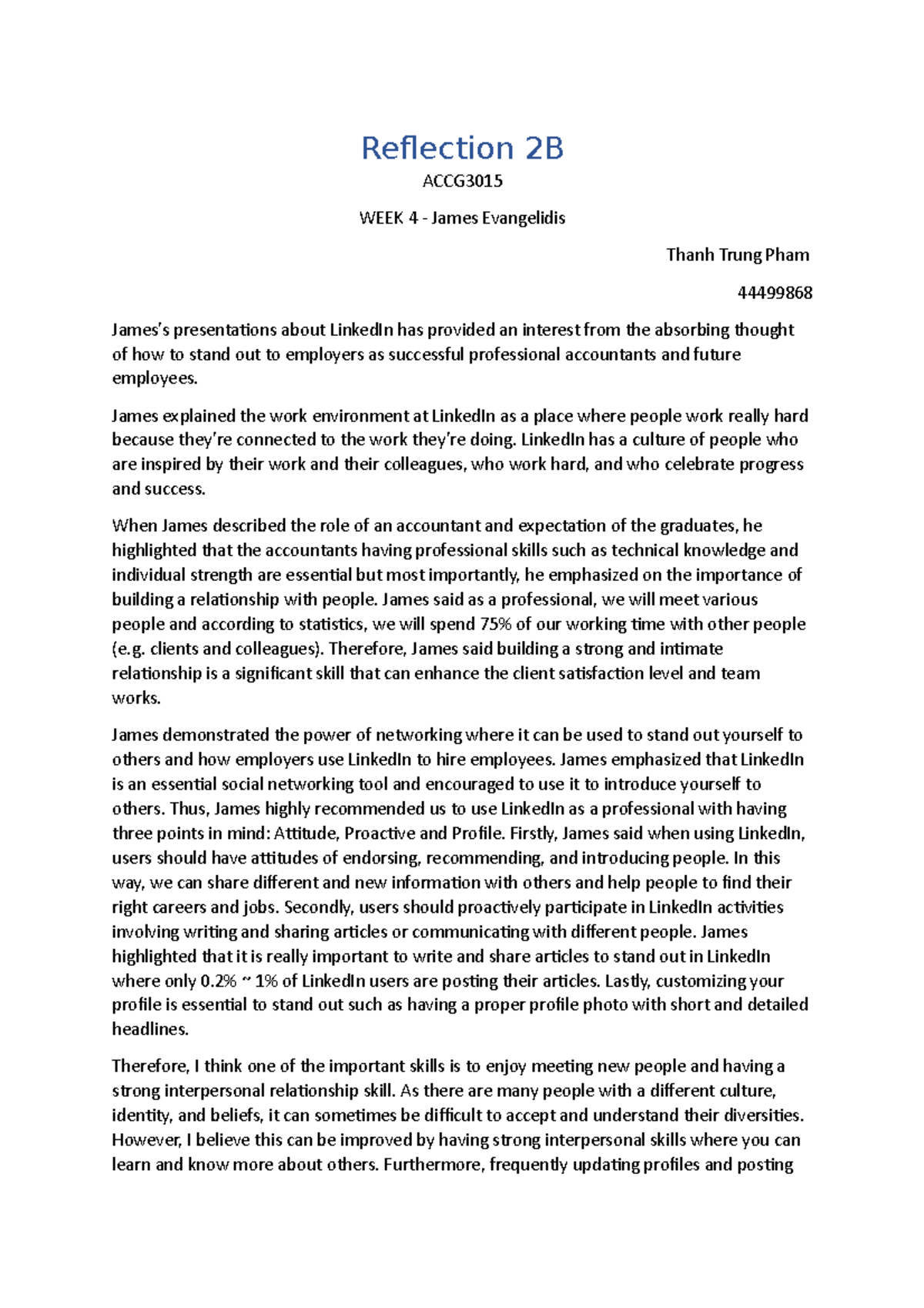 Reflection-2B - Reflection 2B ACCG WEEK 4 - James Evangelidis Thanh ...
