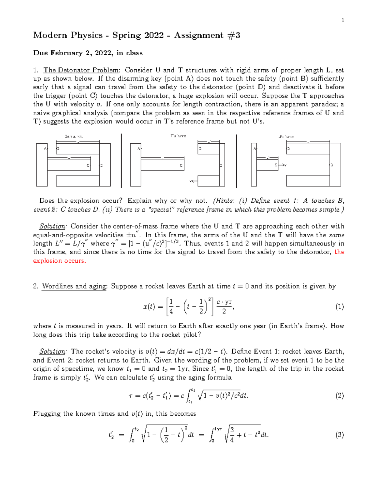 Hw3-solutions - HW 3 - 1 Modern Physics - Spring 2022 - Assignment Due ...