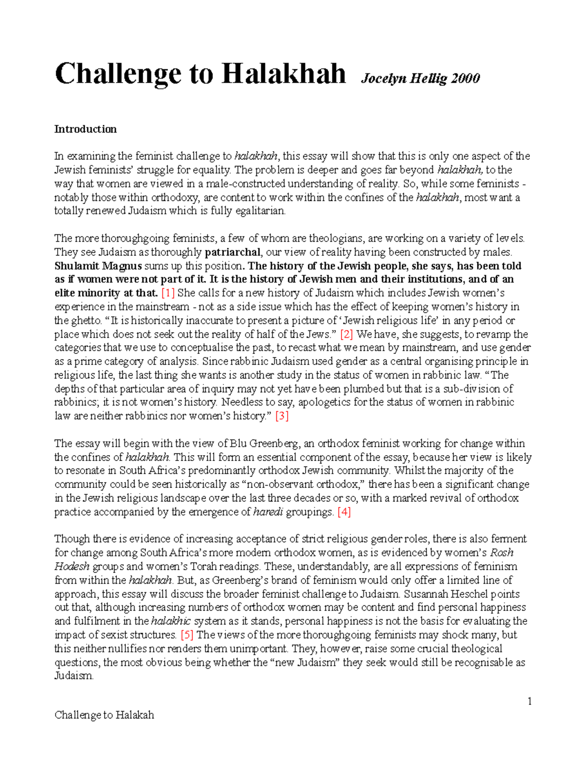 Challenge to Halakah - SOR Jewish Feminism - Challenge to Halakhah ...