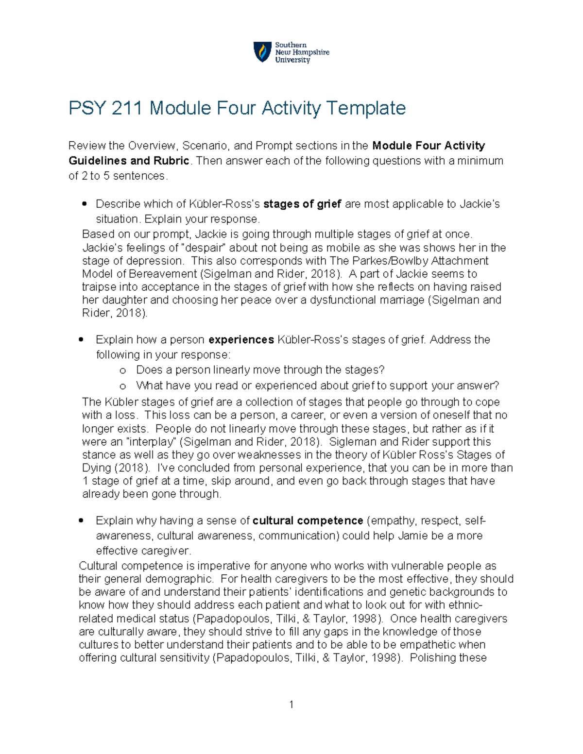 PSY 211 M4 activity - PSY 211 Module Four Activity Template Review the ...