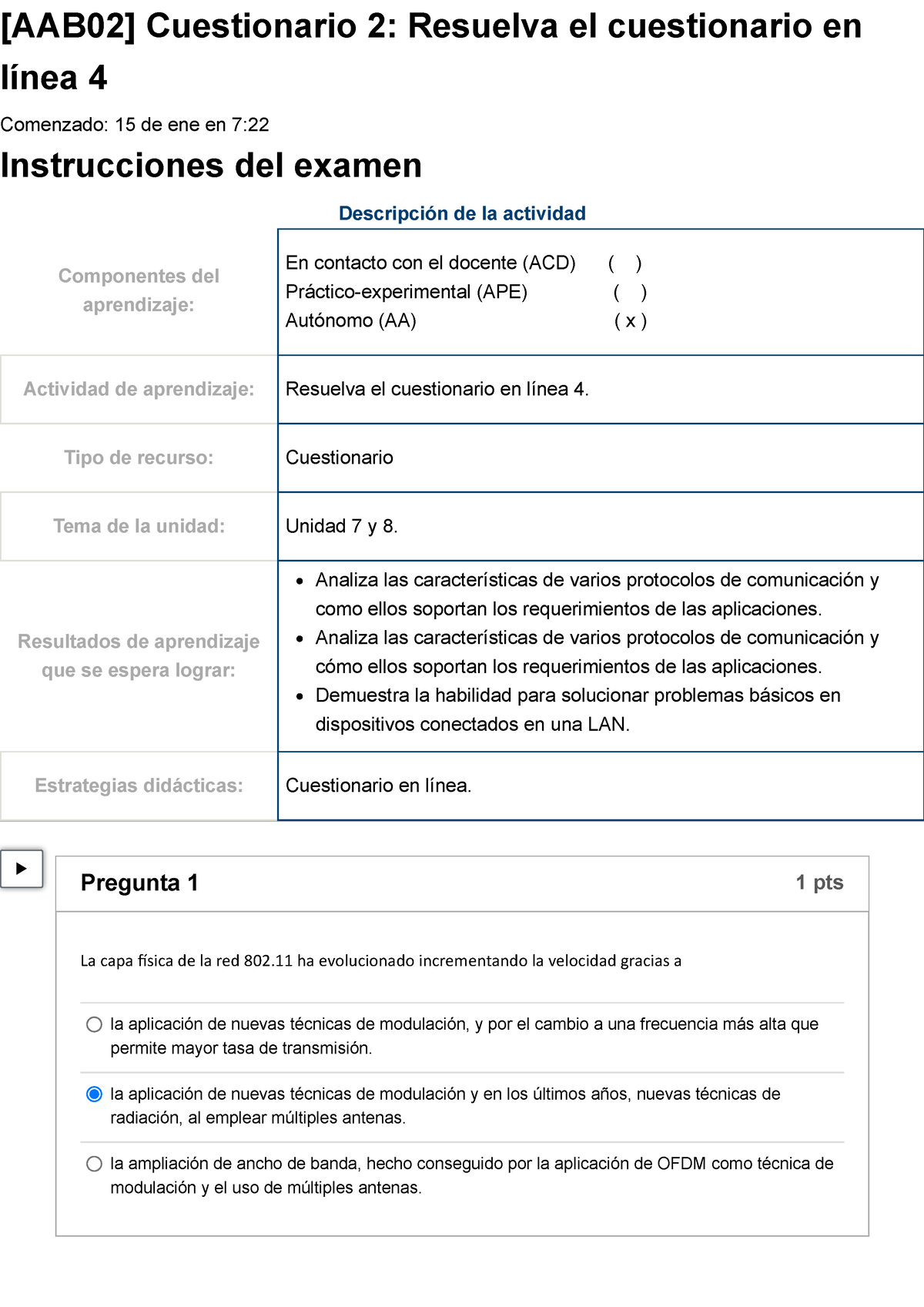 Examen [AAB02] Cuestionario 2 Resuelva El Cuestionario En Línea 4 ...