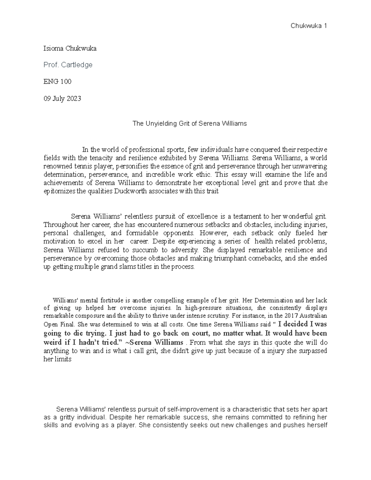 MLA Template Essay On Grit ENG 255 006 Studocu