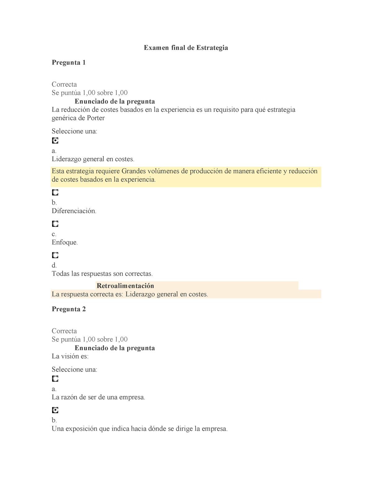 Examen Final De Estrategia Pdf - Examen Final De Estrategia Pregunta 1 ...