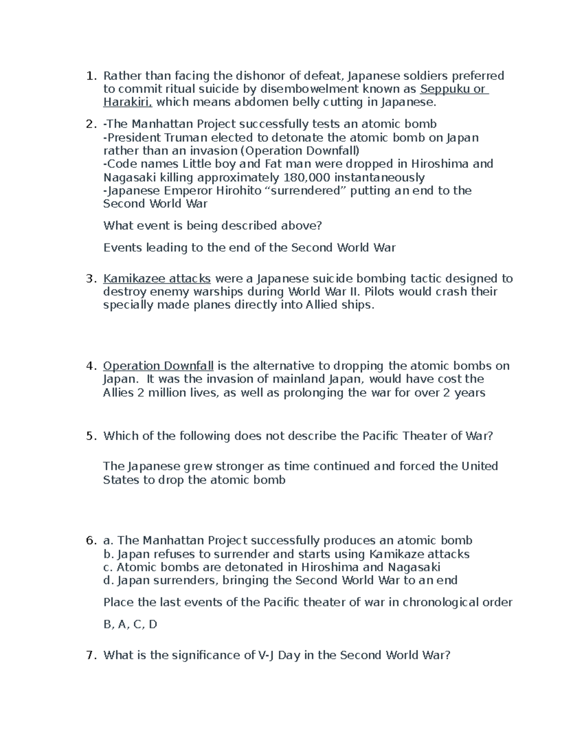 United States HIstory Weekly Quiz 12 Rather than facing the dishonor