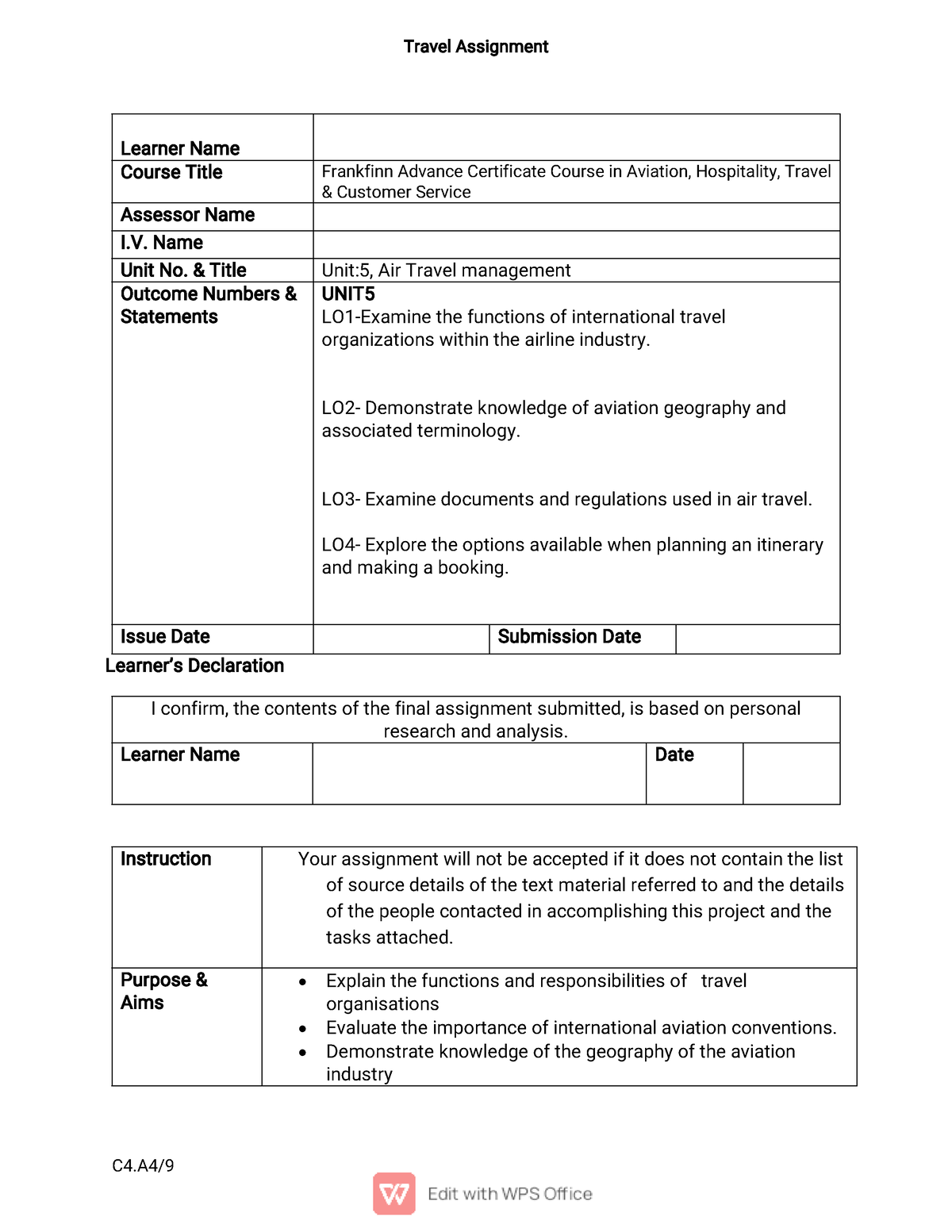 travel assignment meaning