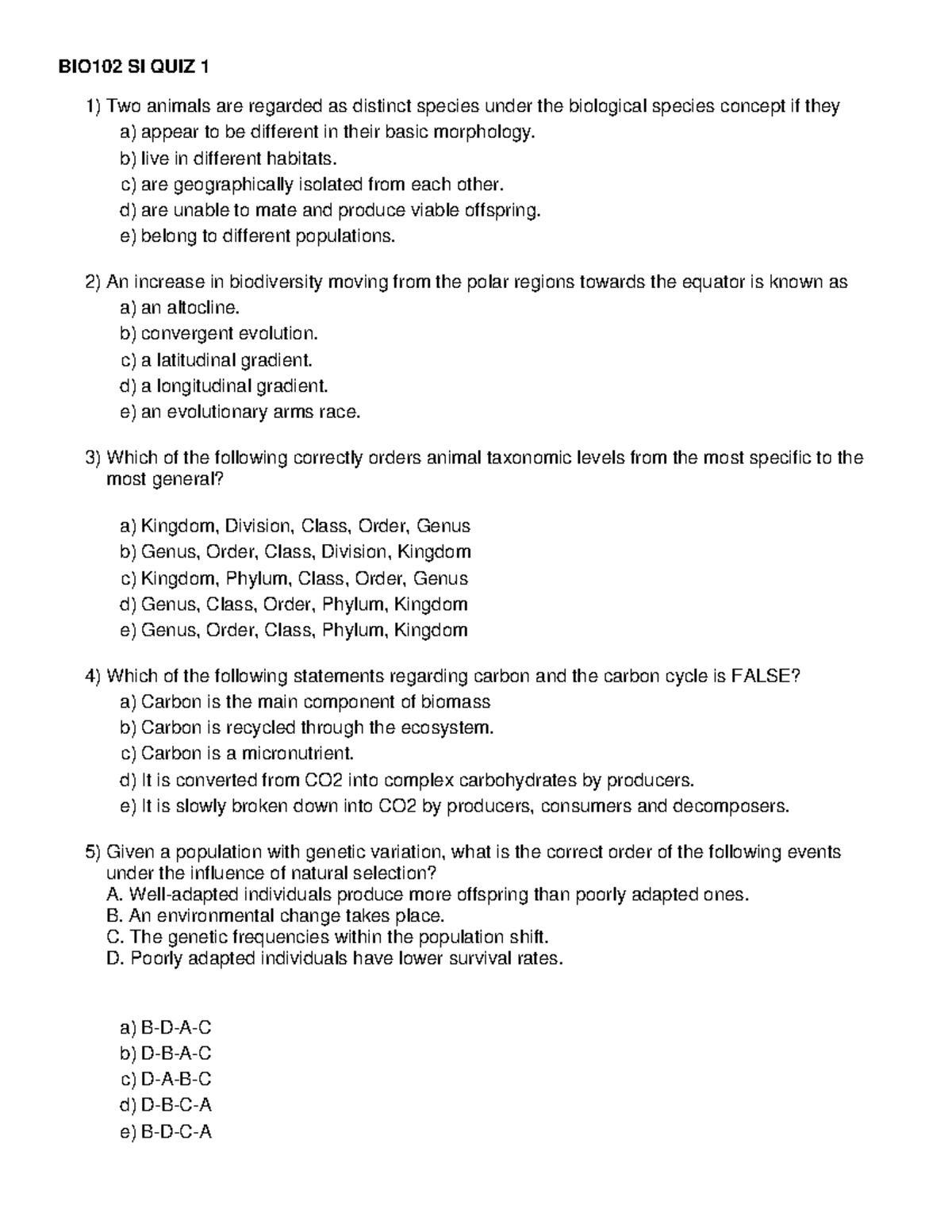 BIol102 SI Quiz - si questions for the first 2 concept - BIO102 SI QUIZ ...