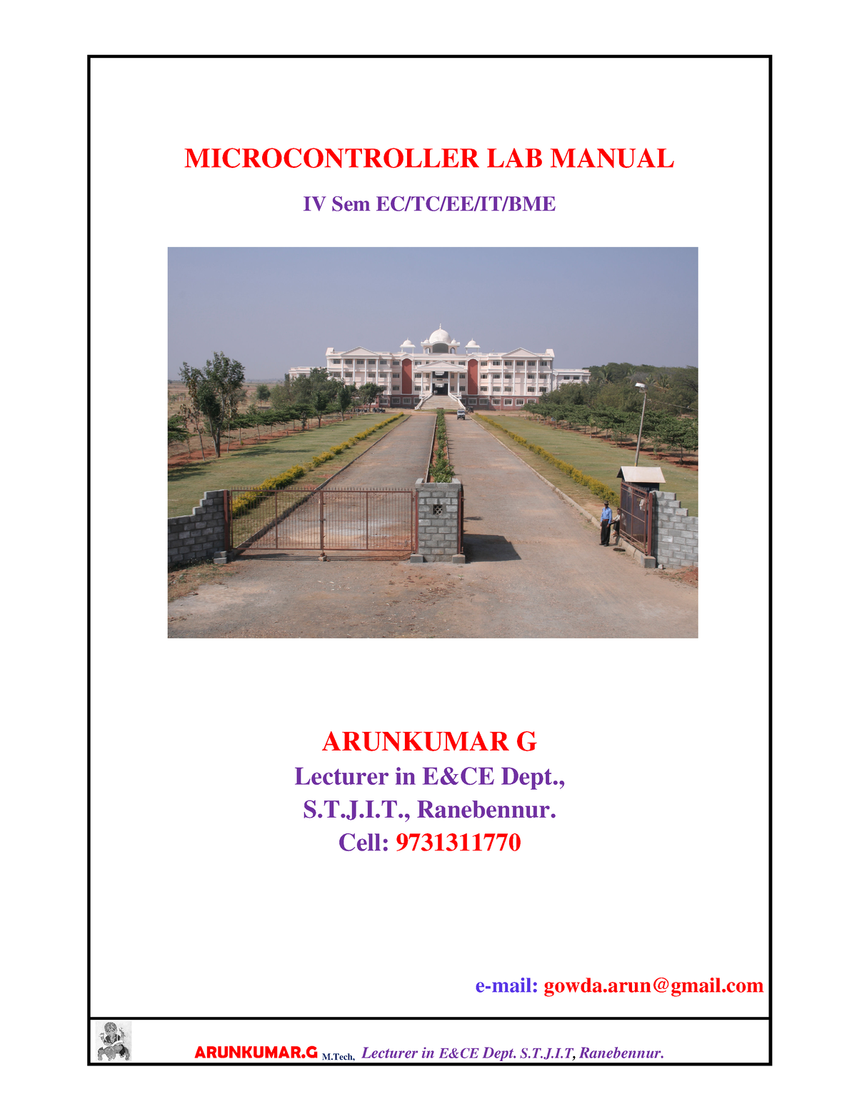 Lab Manual For Microcontroller 4th Semester - MICROCONTROLLER LAB ...