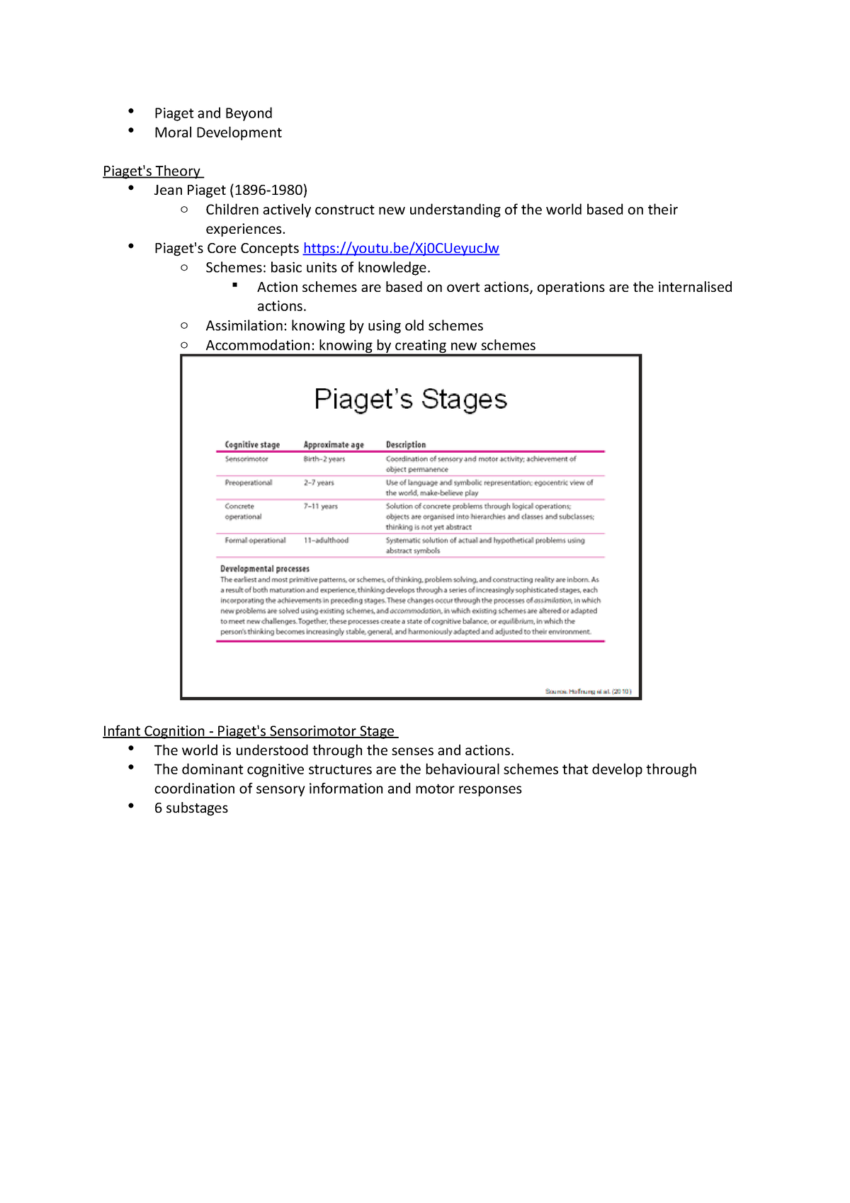 Pyb203 cognititve development lecture notes Piaget and Beyond