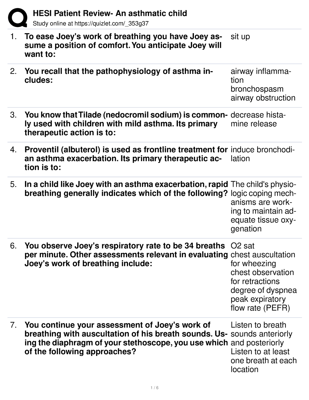 asthmatic child hesi case study