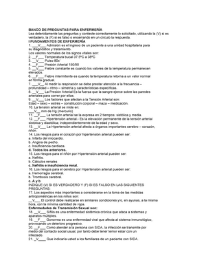 Preparacion Del Examen De Enfermeria Listado De Preguntas Y Respuestas Correctas Examen