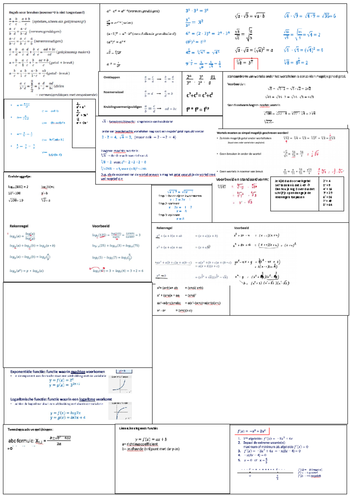 Wiskunde Formule Blad - Dfvdfv 2 3 4 81 3 -4 = 2 3 = 8 C 5 +c 8 = C 5 ...