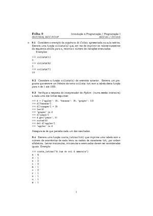Pratica-03 - Introdução à Programação. Uso de Python. - Folha 3 ...