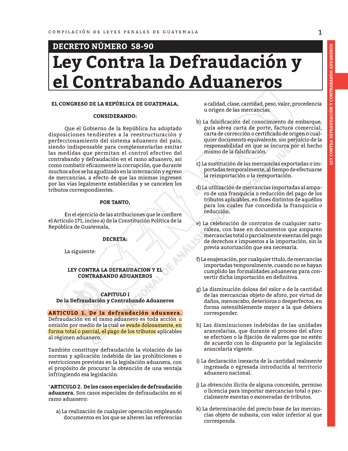 Ley Contra La Defraudacion Y El Contrabando Aduaneros 1 Ley Contra DefraudaciÓn Y Contrabando 6204