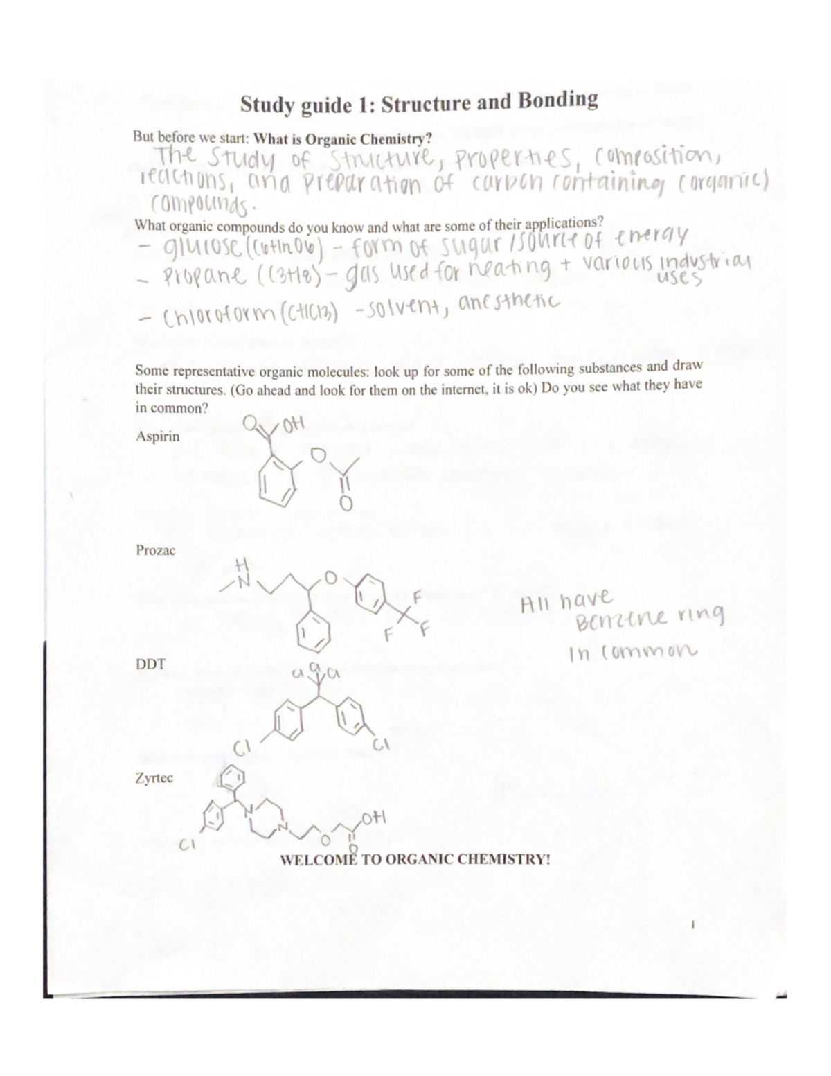 Study Guide 1: Structure And Bonding - CHEM 2423 - Studocu