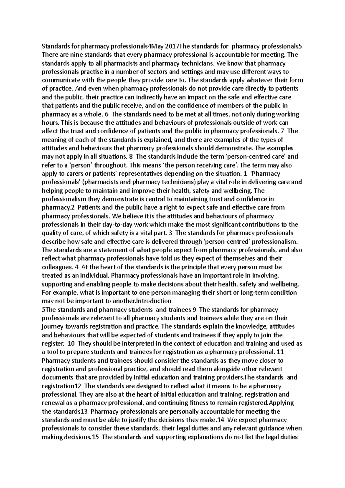 Pharmacy notes 2 - Standards for pharmacy professionals4May 2017The ...
