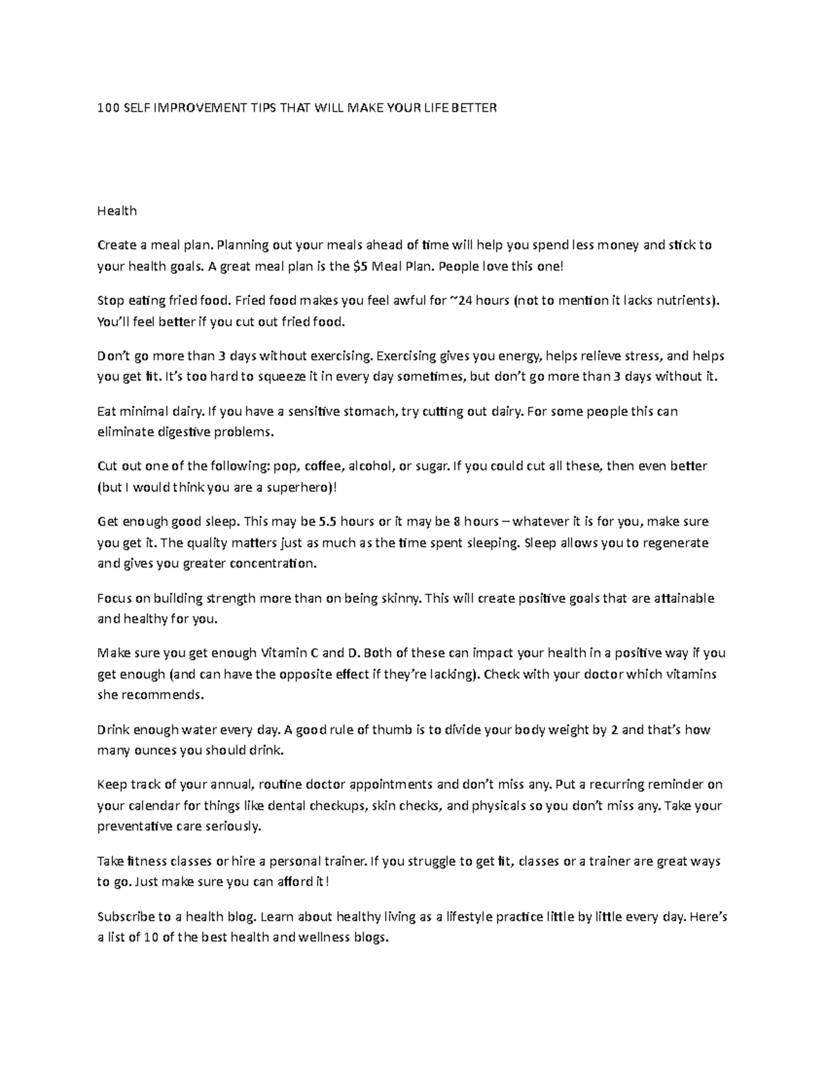 100 SELF Improv-WPS Office - 100 SELF IMPROVEMENT TIPS THAT WILL MAKE ...