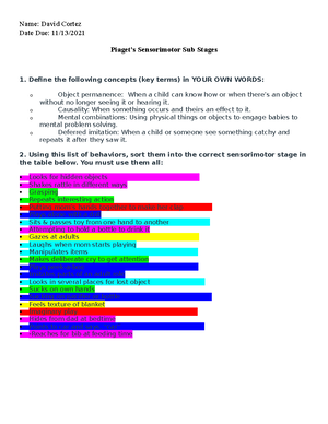 EAR 20 Sensorimotor Activity Name David Cortez Date Due 11 13