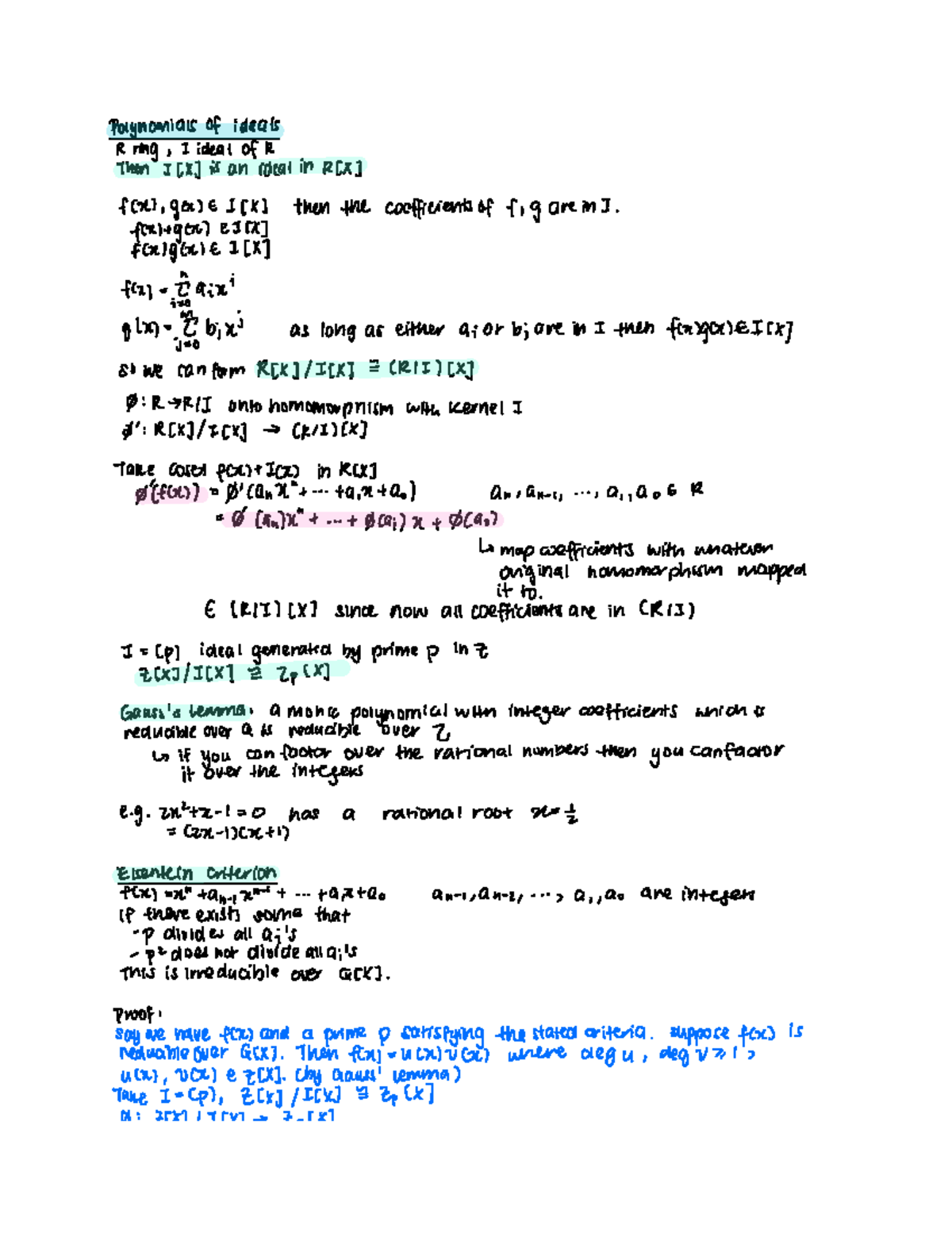 Math 113 Lecture 22 Polynomials Over Ideals Studocu