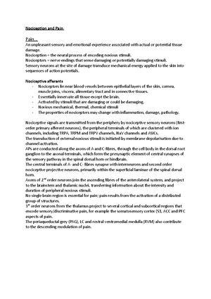 Physiology of Pain - Lecture notes 3-5 - Physiology of Pain Measuring ...
