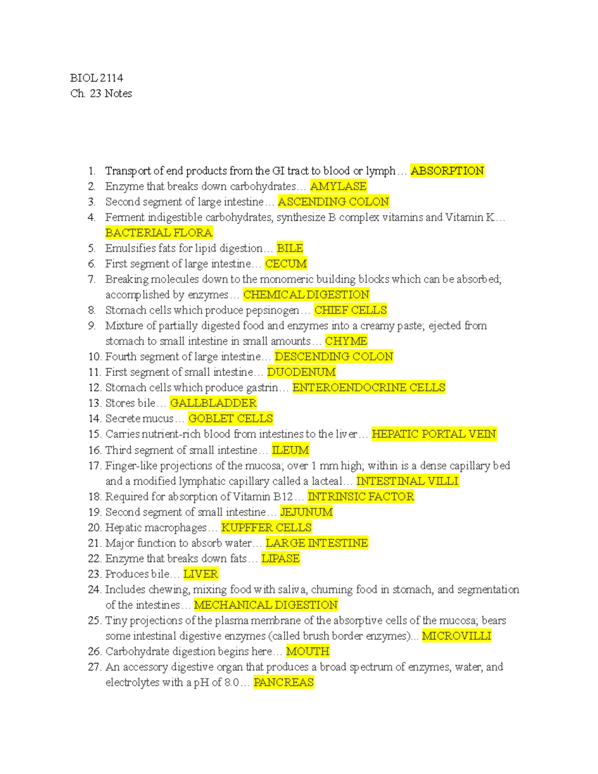 BIOL 2114 Ch. 23 Notes - Anatomy And Physiology II Vocabulary - BIOL ...