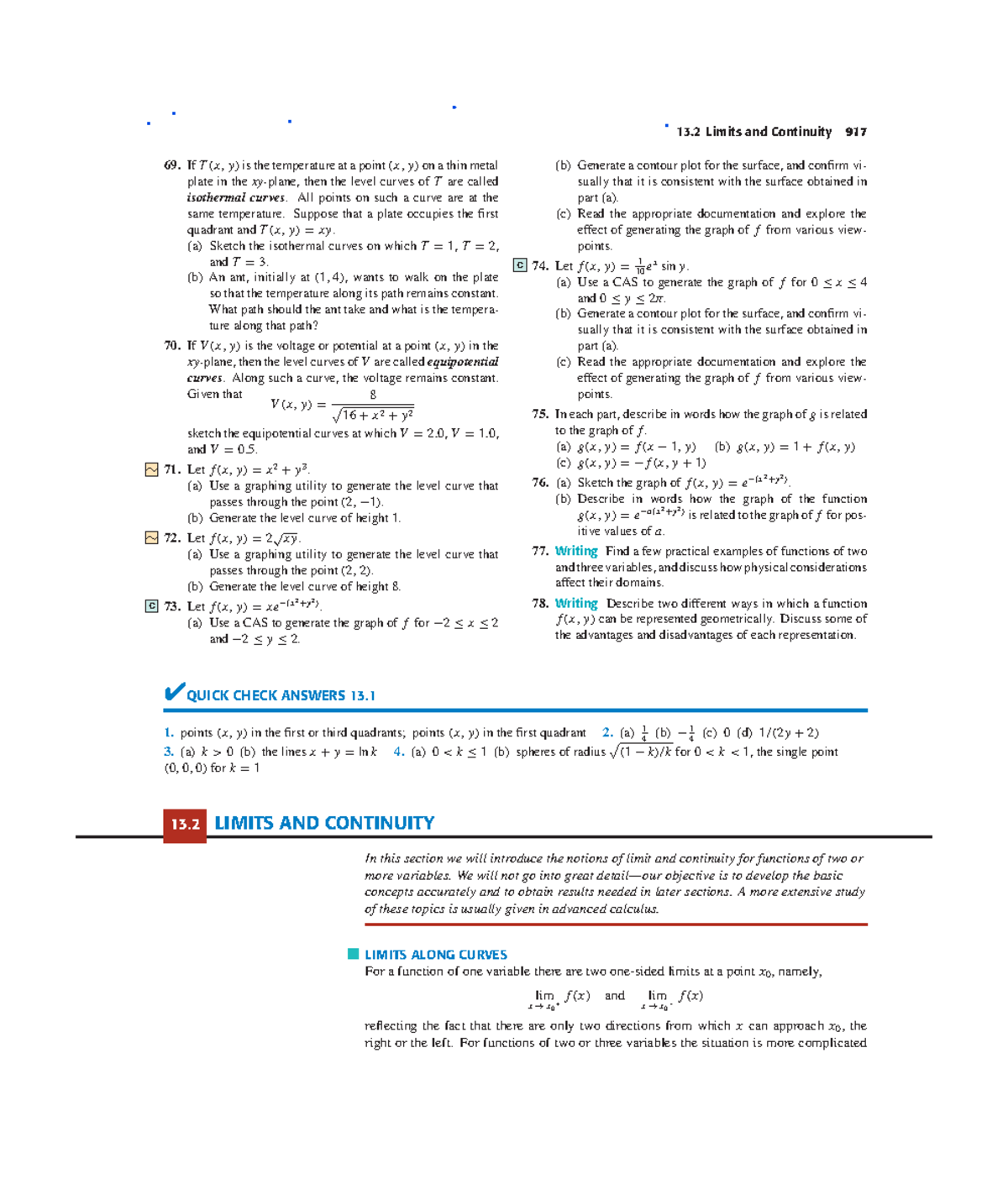 Math work ch13-1 - Math work - 13 Limits and Continuity 917 69. If T (x ...