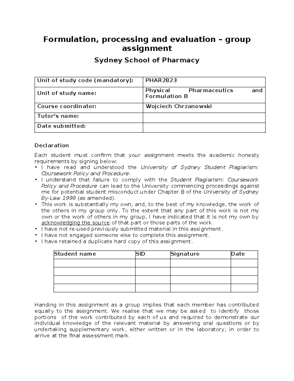 Report template-4 - Formulation, processing and evaluation – group ...