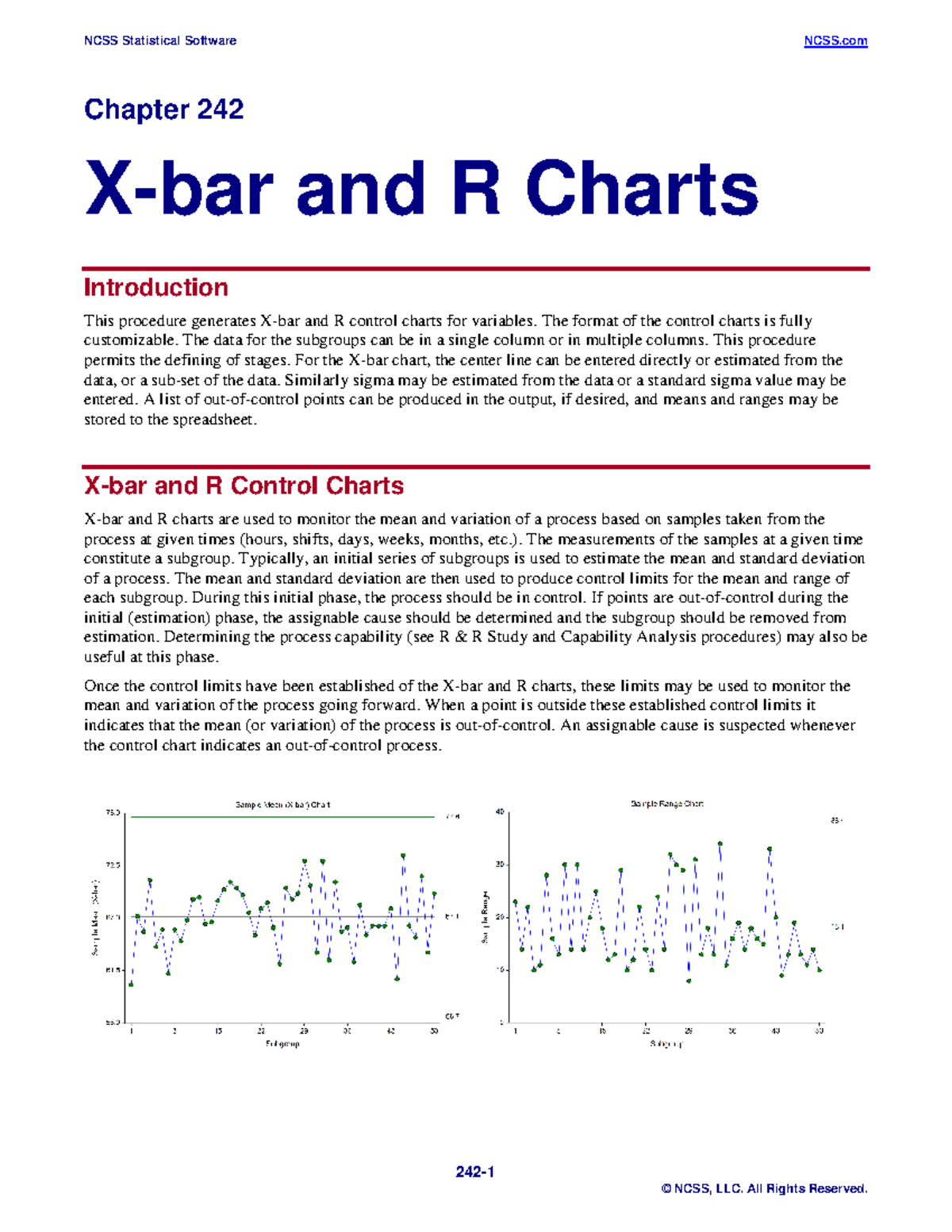 X-bar and R Charts - Quality control chatrs - 242 - Chapter 242 X-bar