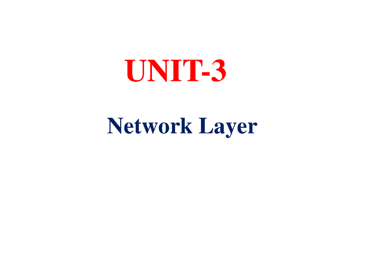 Computer Network - NOTES - UNIT- Network Layer Function of Network ...