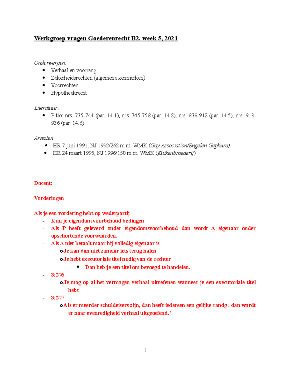 Werkgroepvragen Week 5 Goederenrecht B2 2021 - Werkgroep Vragen ...