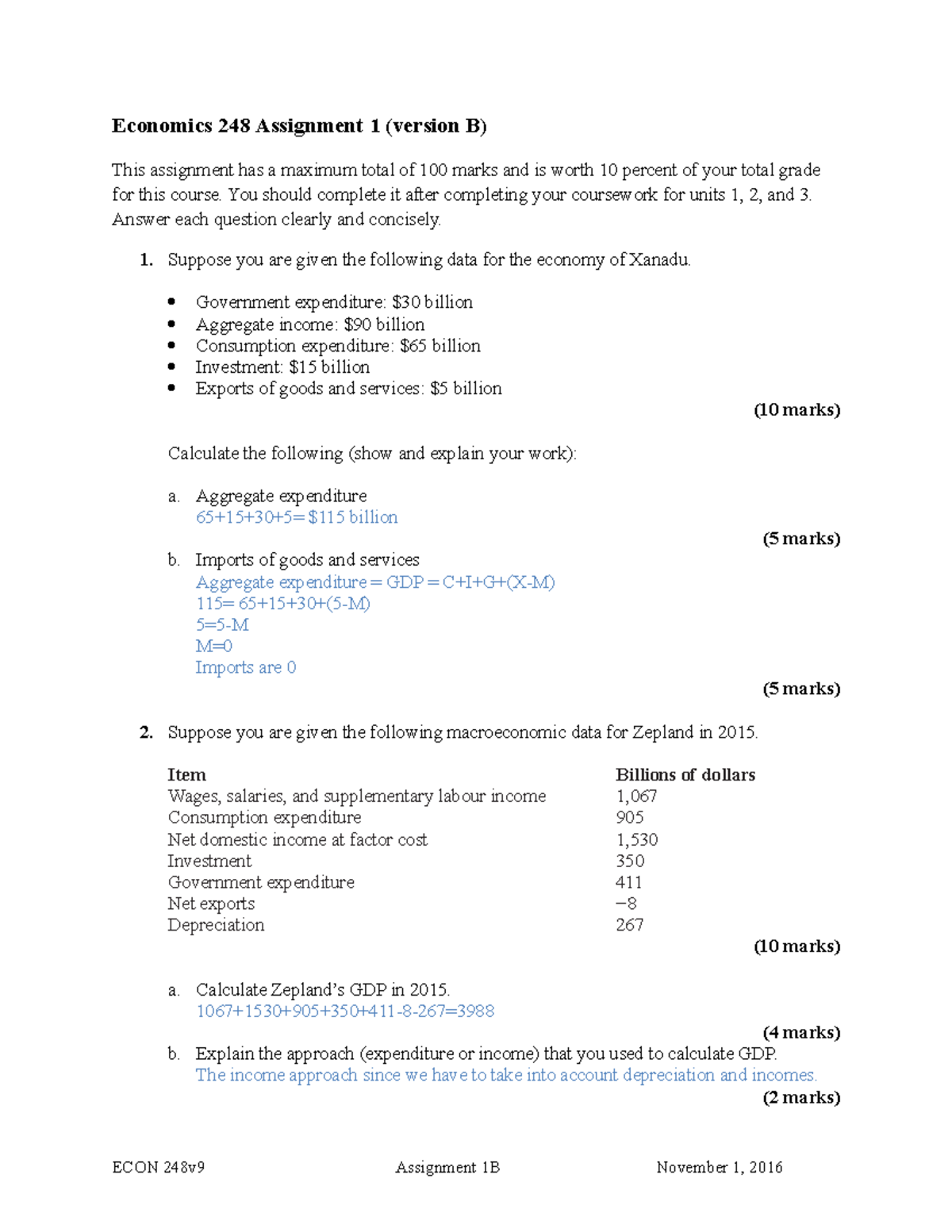 economics 248 assignment 1a