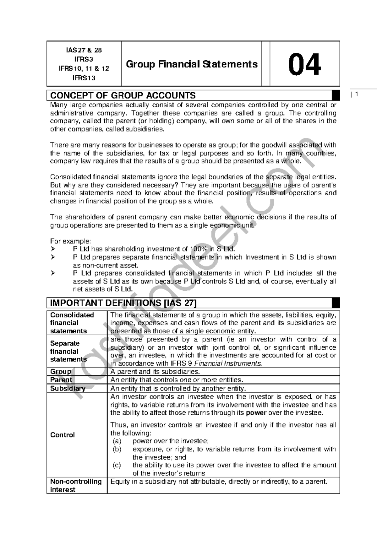 04 Group Financial Statements - | 1 IAS 27 & 28 IFRS 3 IFRS 10, 11 & 12 ...